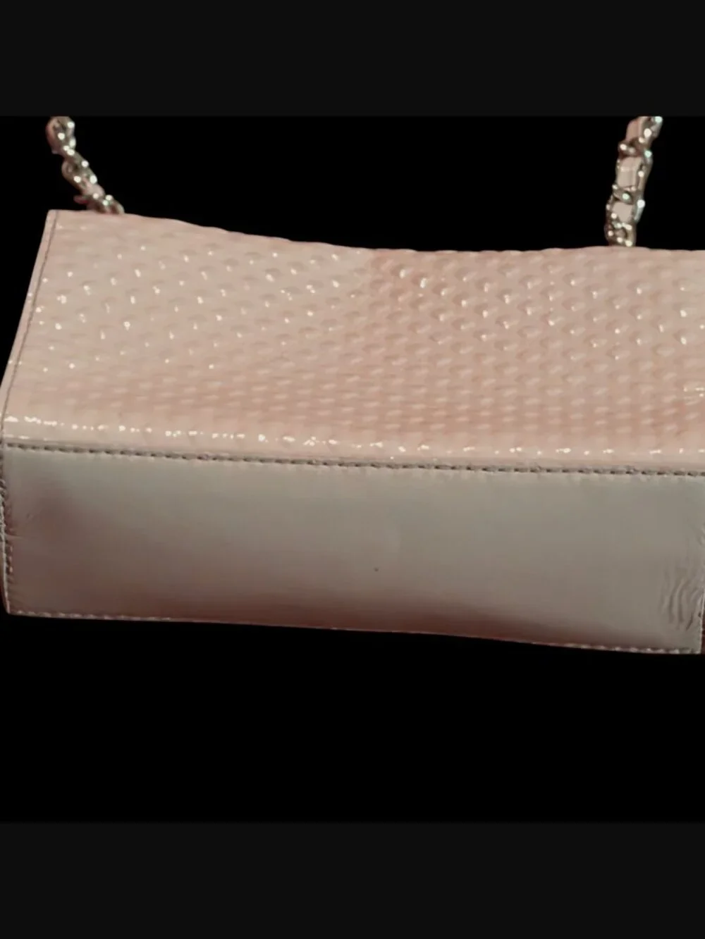 Tory Burch Marion Embossed Diamond Pattern Pink Patent Leather Gold Hardware